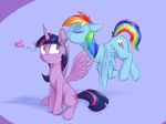  &lt;3 blush cassetteset cutie_mark duo equine eyes_closed female flying friendship_is_magic hair horn horse mammal multi-colored_hair my_little_pony pegasus pony purple_eyes purple_hair rainbow_dash_(mlp) rainbow_hair sitting twilight_sparkle_(mlp) whispering winged_unicorn wings 