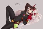  ? alpha-01 blazblue bodysuit genderswap genderswap_(mtf) green_eyes hand_on_own_chest hand_on_own_head heterochromia long_hair lying mecha_musume ragna_the_bloodedge red_eyes silver_hair skin_tight tomo_(tomorag7) very_long_hair 