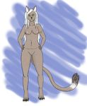  :3 anthro breasts digitigrade drakonyan_azkar feline female green_eyes hair looking_at_viewer solo standing white_hair 