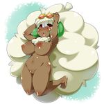  :o anthro barefoot big_breasts big_nipples blue_background blush breasts brown_skin censored cotton dark_skin eyewear female furry glasses hand_on_head large_breasts looking_up navel nintendo nipples no_humans nude open_mouth orange_eyes plain_background pok&#233;mon pok&eacute;mon pokemon pussy raised_arm red_eyes shadow shimanto shimanto_youta shiny solo sunglasses toes tongue video_games whimsicott white_background 