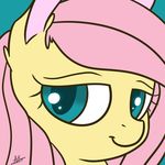  absurd_res cyan_eyes equine female fluttershy_(mlp) friendship_is_magic hair half-closed_eyes hi_res horse looking_at_viewer mammal my_little_pony pink_hair portrait signature smile solo thezealotnightmare 