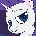  absurd_res blue_eyes equine female friendship_is_magic hair hi_res horn horse looking_at_viewer mammal my_little_pony portrait purple_hair rarity_(mlp) signature smile solo thezealotnightmare unicorn 