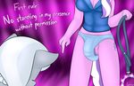  anthro anthrofied big_breasts breasts bulge clothing collar cutie_mark dialog diamond_tiara_(mlp) dickgirl dominatrix english_text equine eyes_closed female friendship_is_magic fur grey_fur grey_hair hair horse intersex lamiaaaa leash mammal my_little_pony older penis petplay pink_fur pony silver_spoon_(mlp) text two_tone_hair underwear 