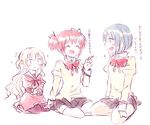  ? blue_hair dress hair_ornament hair_ribbon hairclip kaname_madoka long_hair mahou_shoujo_madoka_magica mahou_shoujo_madoka_magica_movie miki_sayaka mizuki_(flowerlanguage) momoe_nagisa multiple_girls pantyhose ribbon school_uniform short_hair short_twintails sitting thighhighs translation_request twintails two_side_up white_hair zettai_ryouiki 