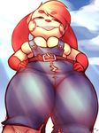  anthro big_breasts breasts clothing female first_person_view looking_at_viewer nintendo plusle pok&eacute;mon red_eyes sheela suspenders thick_thighs torn_clothing video_games 
