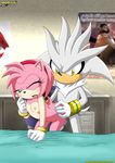 all_fours amy_rose bbmbbf bed bent_over breasts doggystyle duo female from_behind hand_on_butt hedgehog male mammal nipples one_eye_closed sega sex silver_the_hedgehog sonic_(series) straight 