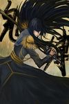  black_hair epaulettes kill_la_kill kiryuuin_satsuki kisshots long_hair solo sword uniform weapon wind 