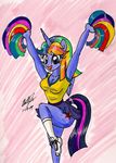  anthro anthrofied cheerleader cleavage clothed clothing cutie_mark equine female friendship_is_magic hair horn horse mammal miniskirt multi-colored_hair my_little_pony newyorkx3 pom_poms pony purple_eyes rainbow_hair skirt solo twilight_sparkle_(mlp) wig winged_unicorn wings 