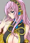  blue_eyes breasts cleavage headphones long_hair medium_breasts megurine_luka mushi024 open_mouth pink_hair solo vocaloid 