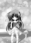  air greyscale hair_ribbon long_hair monochrome ribbon solo toono_minagi 