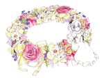  bad_id bad_pixiv_id dress flower long_hair minigirl original red_eyes rinsan_(nametake) solo traditional_media wreath 