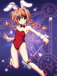  animal_ears bare_legs blue_eyes braid bunny_ears bunnysuit flat_chest graf_eisen long_hair lyrical_nanoha mahou_shoujo_lyrical_nanoha mallet masakichi_(crossroad) red_hair solo twin_braids vita 