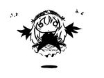  amagiku bad_id bad_pixiv_id chibi dress flying greyscale hairband long_hair monochrome o_o rozen_maiden solo suigintou wings 