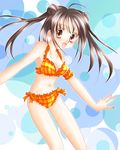  ayase_miyuki bikini brown_eyes brown_hair frilled_bikini frills long_hair lowres original solo swimsuit twintails 