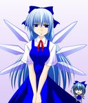  alternate_hair_length alternate_hairstyle blue_eyes blue_hair chibi cirno engo_(aquawatery) hair_ribbon long_hair older ribbon touhou very_long_hair wings 