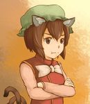  :t aki03 animal_ears cat_ears chen crossed_arms pout solo touhou 