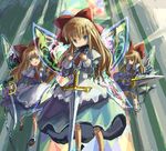  blonde_hair blue_eyes bow chain doll_joints fairy_wings hair_bow hakkotsu_shitai shanghai_doll solo sword touhou weapon wings 