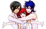  2boys bad_id bad_pixiv_id blush brother_and_sister brothers freckles gundam gundam_00 hug johann_trinity konno_karin michael_trinity multiple_boys nena_trinity open_mouth red_hair siblings smile yellow_eyes 