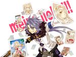  1girl alice_(tales) blue_eyes decus gloves long_hair miho_(mi) photo_(object) purple_hair short_hair smile sword tales_of_(series) tales_of_symphonia tales_of_symphonia_knight_of_ratatosk weapon white_hair yellow_eyes 