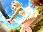  blonde_hair blue_eyes dragging dress dutch_angle game_cg hairband masaharu non-web_source short_hair solo takeno_chihiro tokidoki_sugar 