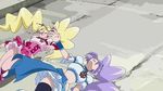  animated animated_gif aono_miki cure_berry cure_peach fresh_precure! magical_girl momozono_love multiple_girls panties pantyshot precure rolling third-party_edit underwear 