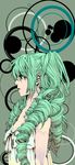 alternate_hairstyle camisole drill_hair from_side green_eyes green_hair hatsune_miku long_hair nagi_(pixiv) profile solo twin_drills twintails upper_body vocaloid 
