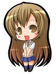  brown_eyes brown_hair chibi long_hair lowres minami-ke minami_haruka necktie pac-man_eyes school_uniform skirt smile solo suntail sweater_vest very_long_hair vest 