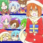  5boys amitie_(puyopuyo) arle_nadja bad_id bad_pixiv_id christmas klug_(puyopuyo) lagnus_the_brave matsu_(sekaowaoneok) multiple_boys multiple_girls puyopuyo puyopuyo_fever raffine_(puyopuyo) rider_(puyopuyo) santa_costume satan_(puyopuyo) schezo_wegey sig_(puyopuyo) 