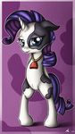  absurd_res blue_eyes bovine cattle cowbell equine female feral friendship_is_magic hair hi_res horn horse looking_at_viewer mammal my_little_pony neko-me pony purple_hair rarity_(mlp) solo standing unicorn 