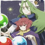  bob_cut capelet expressionless full_moon green_eyes green_hair hat kirisame_marisa kirisame_marisa_(pc-98) long_hair mima moon multiple_girls night no_hat no_headwear orb red_eyes red_hair scarf serious star_(sky) story_of_eastern_wonderland suiyou_taruta sweat touhou touhou_(pc-98) wide_sleeves wizard_hat wrist_grab 