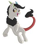  black_hair claws crossbreed cutie_mark draconequus equine friendship_is_magic fur hair horn horse hybrid kilala97 male mammal my_little_pony original_character plain_background pony prince_illusion smile 