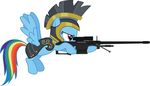  absurd_res aiming armor equine friendship_is_magic gun hair halo_(series) helmet hi_res horse mammal multi-colored_hair my_little_pony plain_background rainbow_dash_(mlp) rainbow_hair ranged_weapon rifle scope sniper_rifle solo unknown_artist video_games weapon white_background 