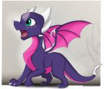  2018 carameliabriana claws cynder digital_media_(artwork) dragon feral green_eyes hi_res membranous_wings open_mouth scalie solo spyro_the_dragon standing tongue video_games western_dragon wings 
