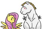  blush bulk_biceps_(mlp) duo ear_piercing earing equine eyes_closed female fluttershy_(mlp) friendship_is_magic fur hair hi_res horse kilala97 long_hair male mammal muscles my_little_pony open_mouth pegasus piercing pink_hair plain_background pony red_eyes smile white_background white_fur wings yellow_fur 