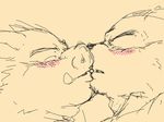  bear blush boar chubby eyebrows eyes_closed gay kissing komono-otokage male mammal monochrome plain_background porcine simple_background teeth 