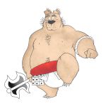  2016 anthro belly clothed clothing humanoid_hands male mammal moobs nipples overweight overweight_male simple_background solo toukurou ursine white_background 