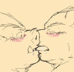  bear blush boar chubby eyebrows eyes_closed french_kissing gay kissing komono-otokage male mammal monochrome open_mouth plain_background porcine saliva simple_background teeth tongue 