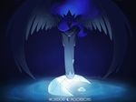  blue_hair blue_theme cool_colors crown equine eyes_closed female friendship_is_magic glowing hair horn horse jiayi mammal moon my_little_pony necklace pony princess_luna_(mlp) solo sparkles water water_ripple winged_unicorn wings 