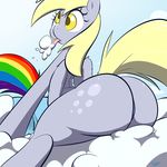  big_butt blonde_hair blue_fur blue_pussy butt cloud cutie_mark derpy_hooves_(mlp) duo equine female feral friendship_is_magic fur grey_fur hair horse lesbian mammal multi-colored_hair my_little_pony outside pegasus pony pussy rainbow_dash_(mlp) sitting slypon tongue tongue_out wings yellow_eyes 