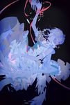 closed_eyes falling feathers long_hair rella ribbon smile tears vocaloid wings yonjuunana_(vocaloid) 