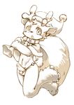  antlers balls bell cervine christmas collar hat holidays hooves horn kemoisumi looking_at_viewer male mammal monochrome navel open_mouth penis pixiv reindeer sack santa_hat solo uncut young 