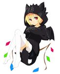  animal_costume blonde_hair cosplay dragon_costume dragon_wings flandre_scarlet highres hood hoodie how_to_train_your_dragon looking_at_viewer mantarou_(shiawase_no_aoi_tori) red_eyes simple_background solo thighhighs toothless toothless_(cosplay) touhou white_background white_legwear wings zettai_ryouiki 