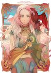  a_song_of_ice_and_fire bad_id bad_pixiv_id daenerys_targaryen dragon drogon game_of_thrones green_eyes long_hair maruco pink_hair rhaegal tan viserion white_hair 