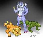  2009 crocodile digimon eraction leomon nude penis push_up reptile scalie sweat weregarurumon 