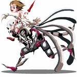  carrying copyright_request dress full_body holding looking_at_viewer lowres monster outstretched_arms riding running short_hair shoulder_carry smile spread_arms tsukumo umbrella white_dress 