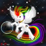  amazing_background brodogz cutie_mark earth equine female feral friendship_is_magic fur grin hair hi_res hooves horse legs_up lense_flare long_hair looking_at_viewer mammal mane multi-colored_hair my_little_pony necklace pegasus planet rainbow_dash_(mlp) rainbow_hair red_eyes shaded solo space spread_wings standing stars toony white_fur wings 