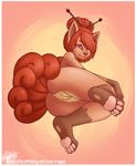  4_toes anthro anus butt female hair hindpaw looking_at_viewer multiple_tails nintendo nude pawpads paws pinup pok&#233;mon pok&eacute;mon pose presenting presenting_hindquarters pussy rapps red_hair soles solo toes video_games vulpix 