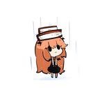  :x bad_id bad_pixiv_id balancing balancing_on_head bat_wings black_eyes book book_on_head book_stack chibi head_wings koakuma long_hair object_on_head orange_hair rain saku_(osake_love) simple_background solid_oval_eyes solo standing_in_rain touhou v_arms very_long_hair white_background wings 