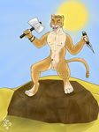  desert feline geowolf mammal nude pose prepared solo 