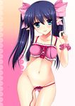  :p agekichi_(heart_shape) bad_id bad_pixiv_id black_hair blue_eyes long_hair navel original pointy_ears solo stomach tongue tongue_out twintails 